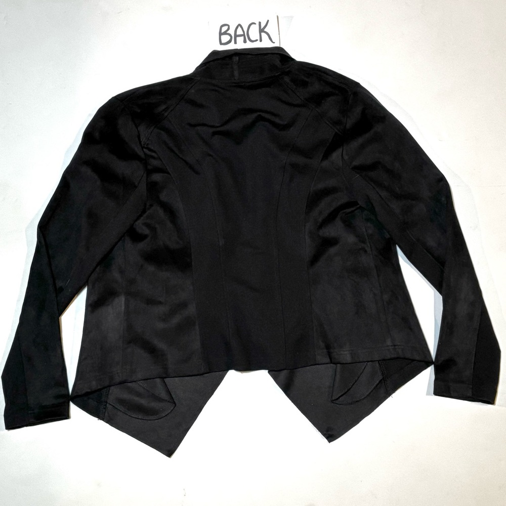Carmen Marc Valvo Flowy Draped Jacket Black 10 - Picture 5 of 6